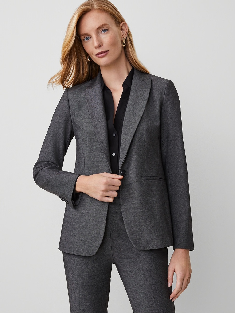 NWT Ann Taylor Tailored Single-Button Blazer - Charcoal Gray